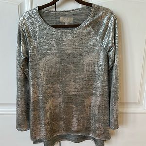Joan Vass Women’s Blouse Metallic Silver